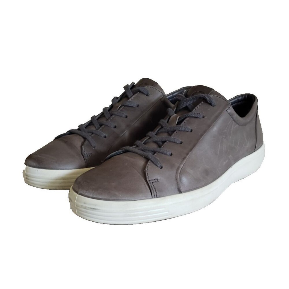 ECCO Soft 7 Shoes Men's Size 10.5 Gray Leather Comfort Lace Up Casual Sneakers